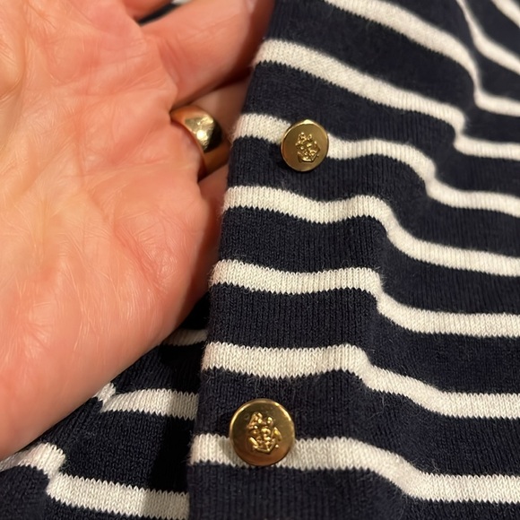 J. Crew Navy Blue Stripe open front  Sweater size small - Picture 4 of 14